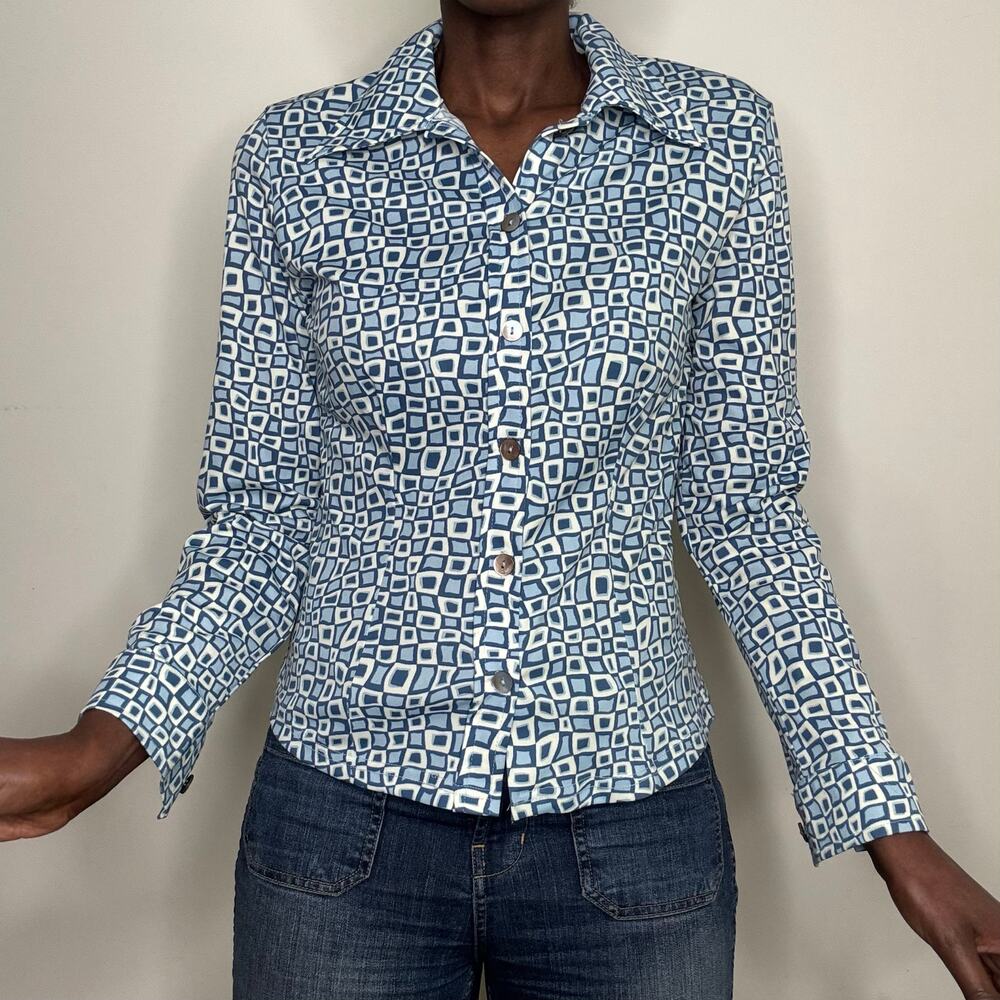 VINTAGE | CLOCKHOUSE Mod Retro Print Button up Shirt Size Large